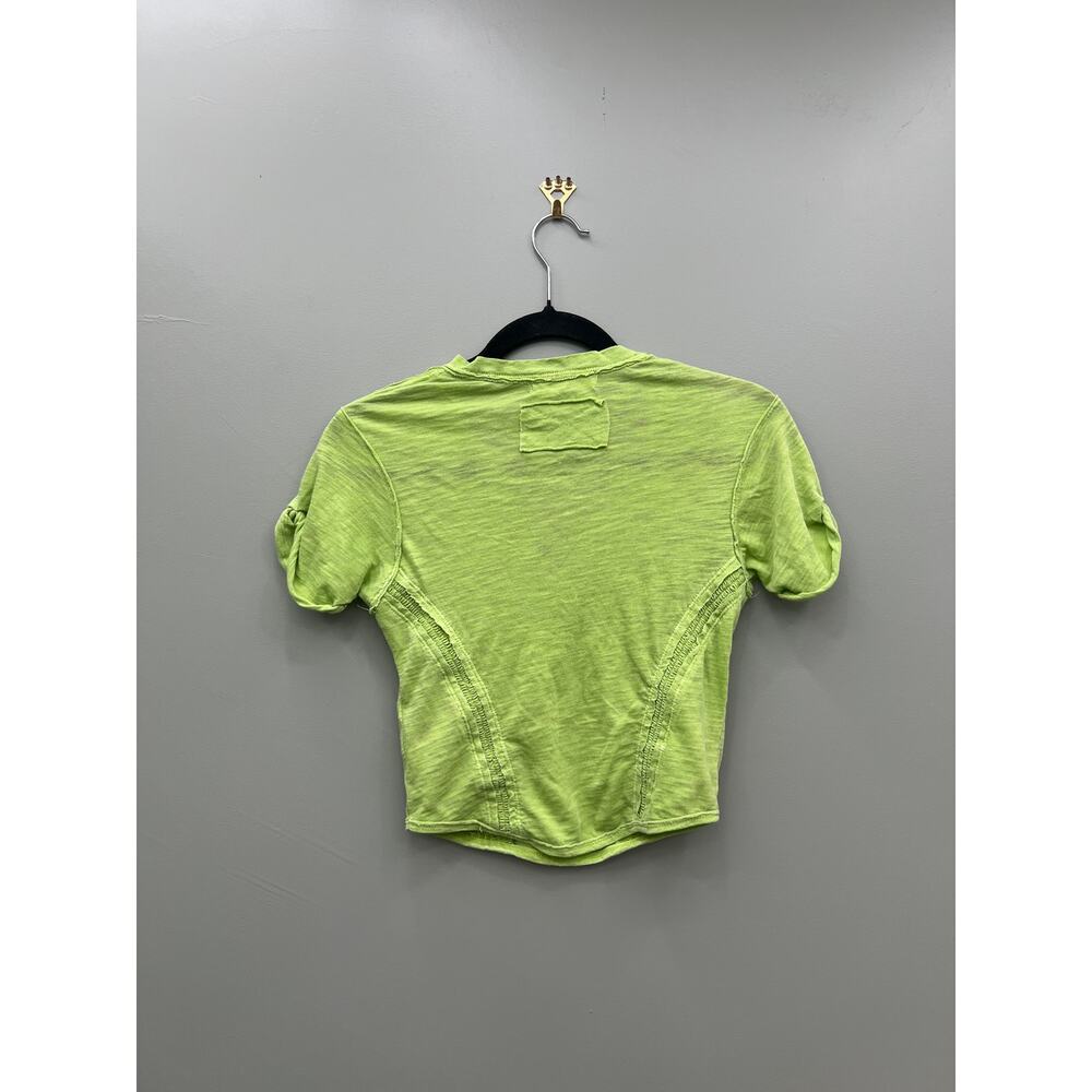 We The Free Lime Green Baby Tee Y2K Boho Fitted Summer Top Small - Picture 2 of 6